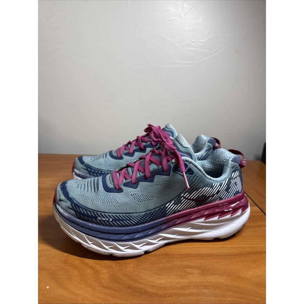 Hoka One One Bondi 5 Shoes Women Size 8.5 Blue E Sneakers Cushioned